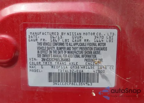 2014 Nissan Versa Note Sv from USA, damaged, VIN 3N1CE2CP8EL354963